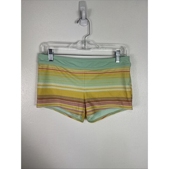 Prana women's M 2-Piece Tankini Top Boy Short Swimsuit Green Yellow EUC - Picture 5 of 12